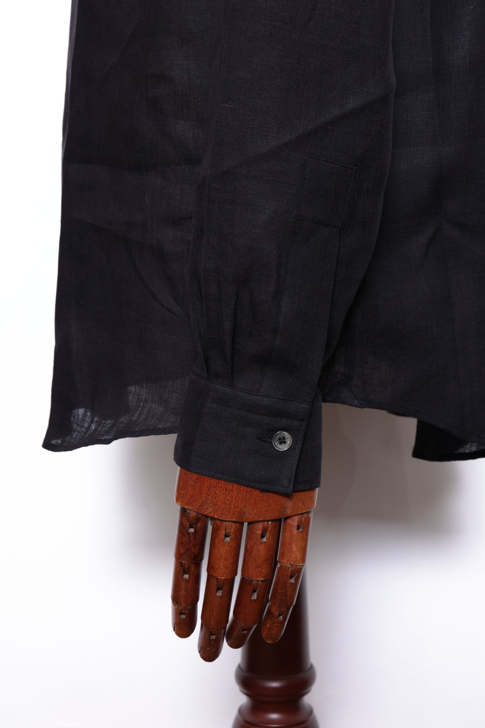 ALBINI LINEN POOL SIDE SHIRT アルビニ社 リネン カプリシャツ / ブラック