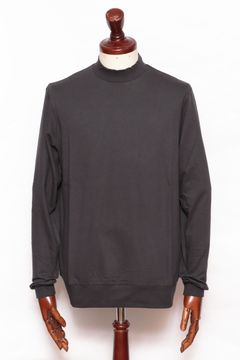 【サイズ50まで】FIANO LUNGO コットン モックネック 長袖 カットソー / チャコールグレー 899