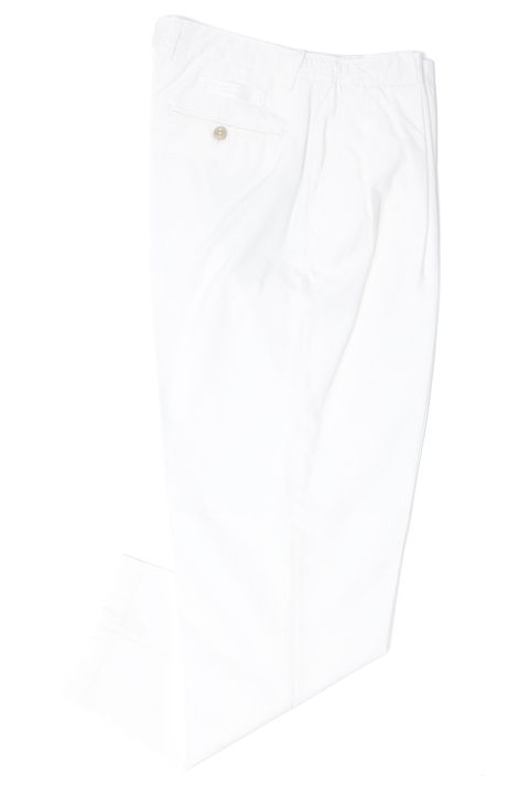 【干場氏モデル】PORTOBELLO コットン ボックスプリーツ テーパードパンツ / ホワイト 5120