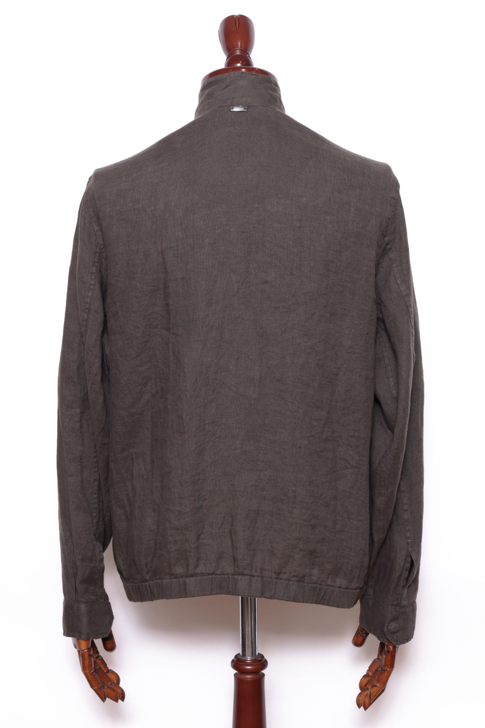 GI000647U ウォッシュドリネン ジップアップ ブルゾン / ブラウン 8800