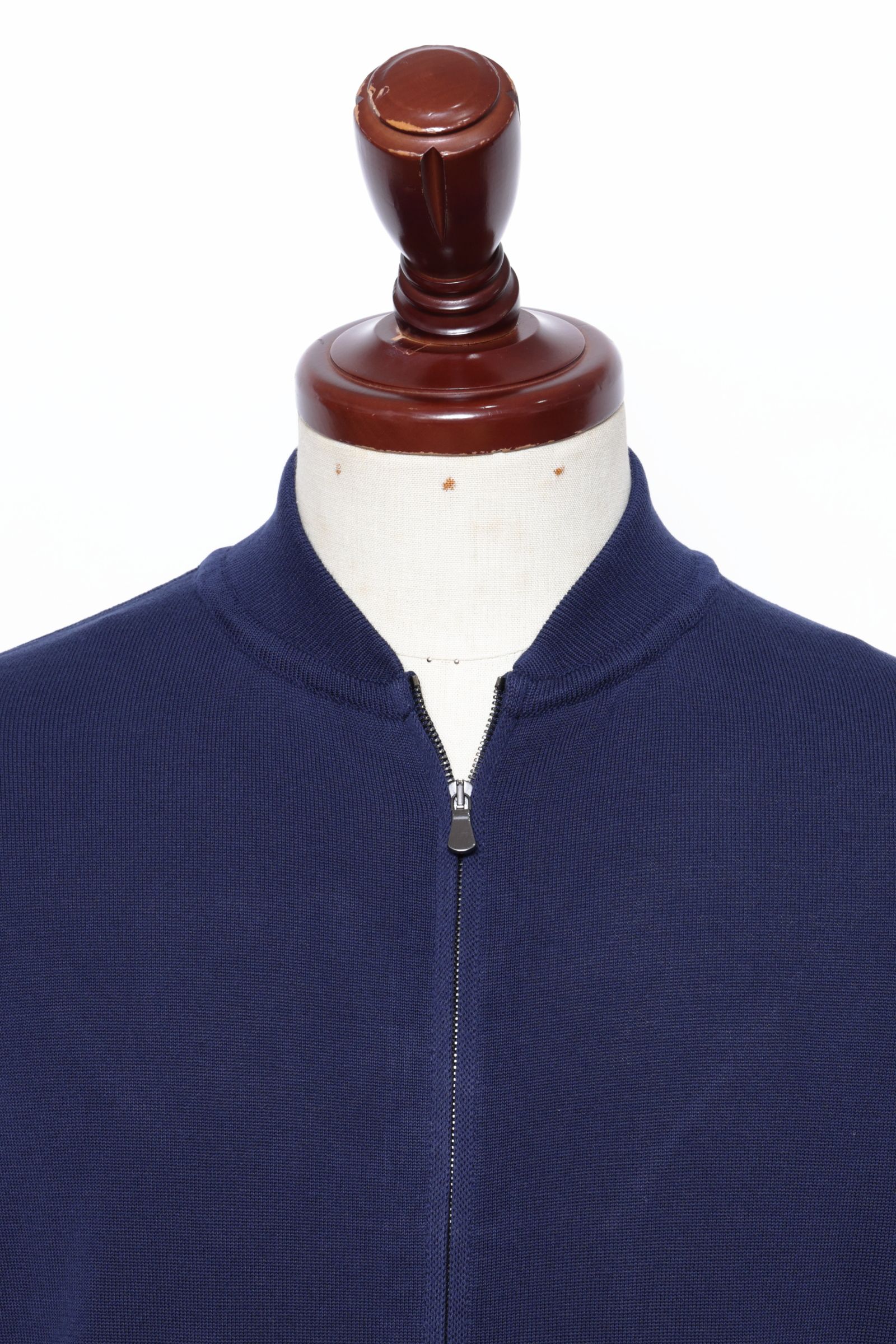 BZ1ML クレープコットン MA-1型 ジップアップニット / ネイビー 0880