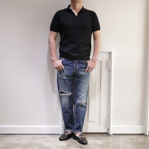 "PT TORINO DENIM"のクラッシュデニムを使用した漢ジャケデニコーデ