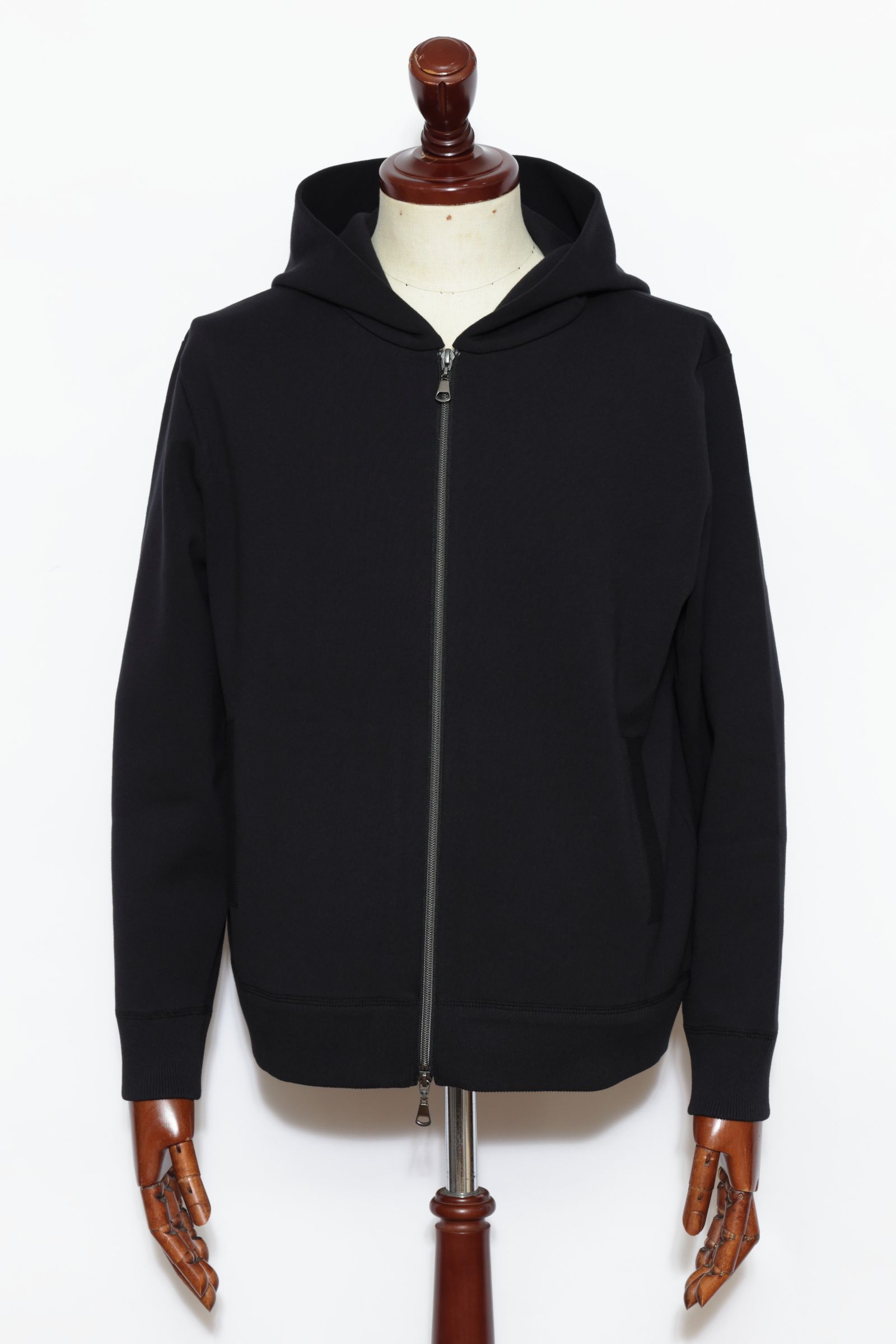 【セットアップあり】arteccoシリーズ #0418 コットン ニット ジップアップパーカー / Black ブラック
