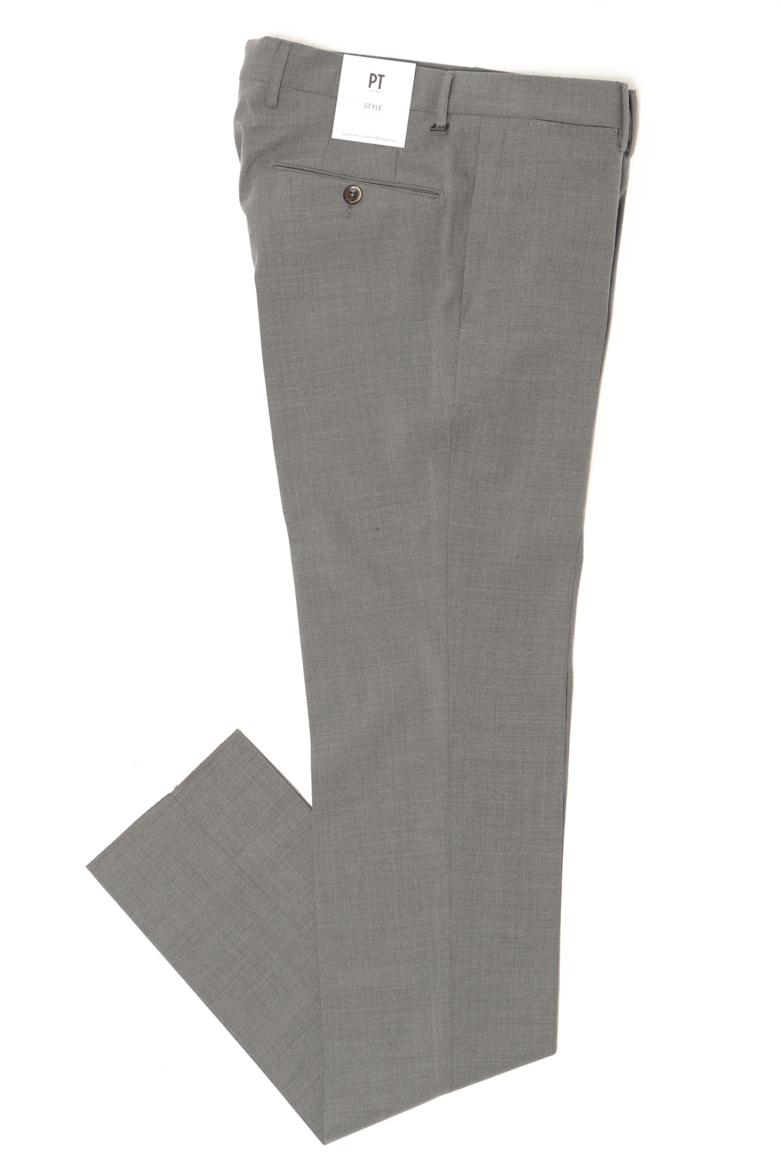 【SUPER SLIM FIT】TRAVELLER ウォッシャブルライトテクノウール ストレッチ サージ ノープリーツドレスパンツ / グレー