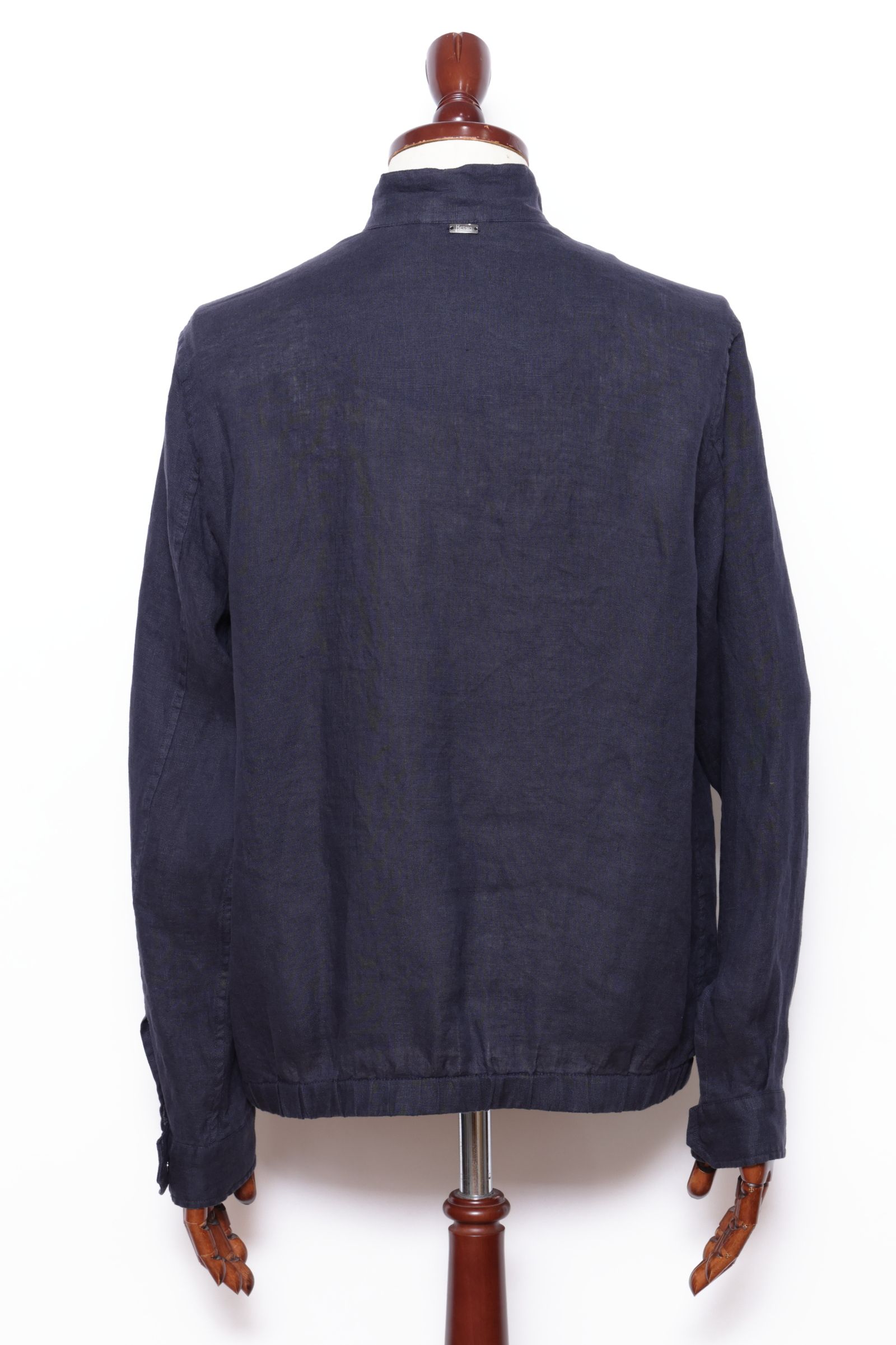 GI000647U ウォッシュドリネン ジップアップ ブルゾン / ネイビー 9200