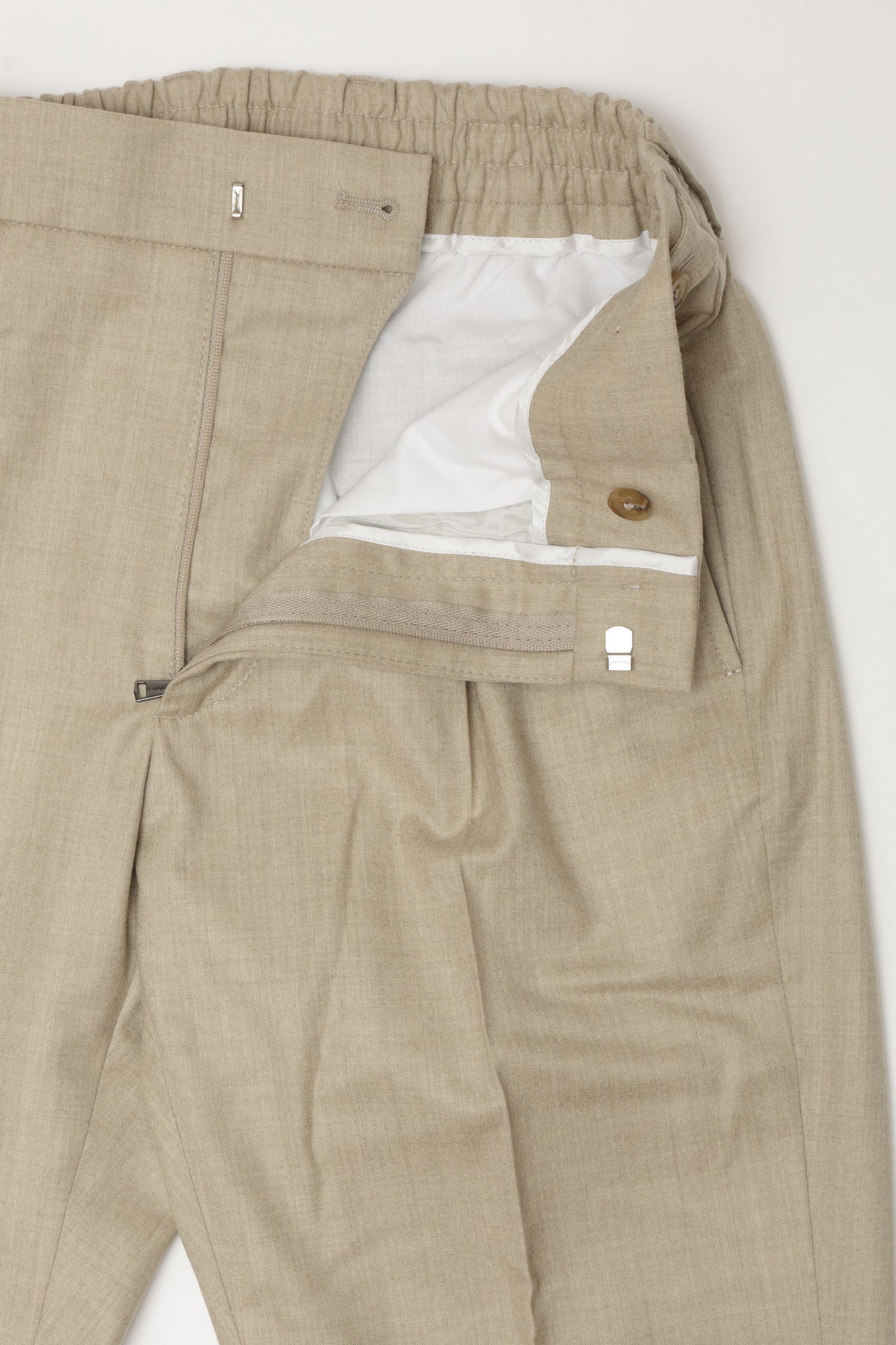 BERTO ベルト カノニコ社製ウールサキソニー 1プリーツ バックシャーリング テーパードパンツ / BEIGE ベージュ