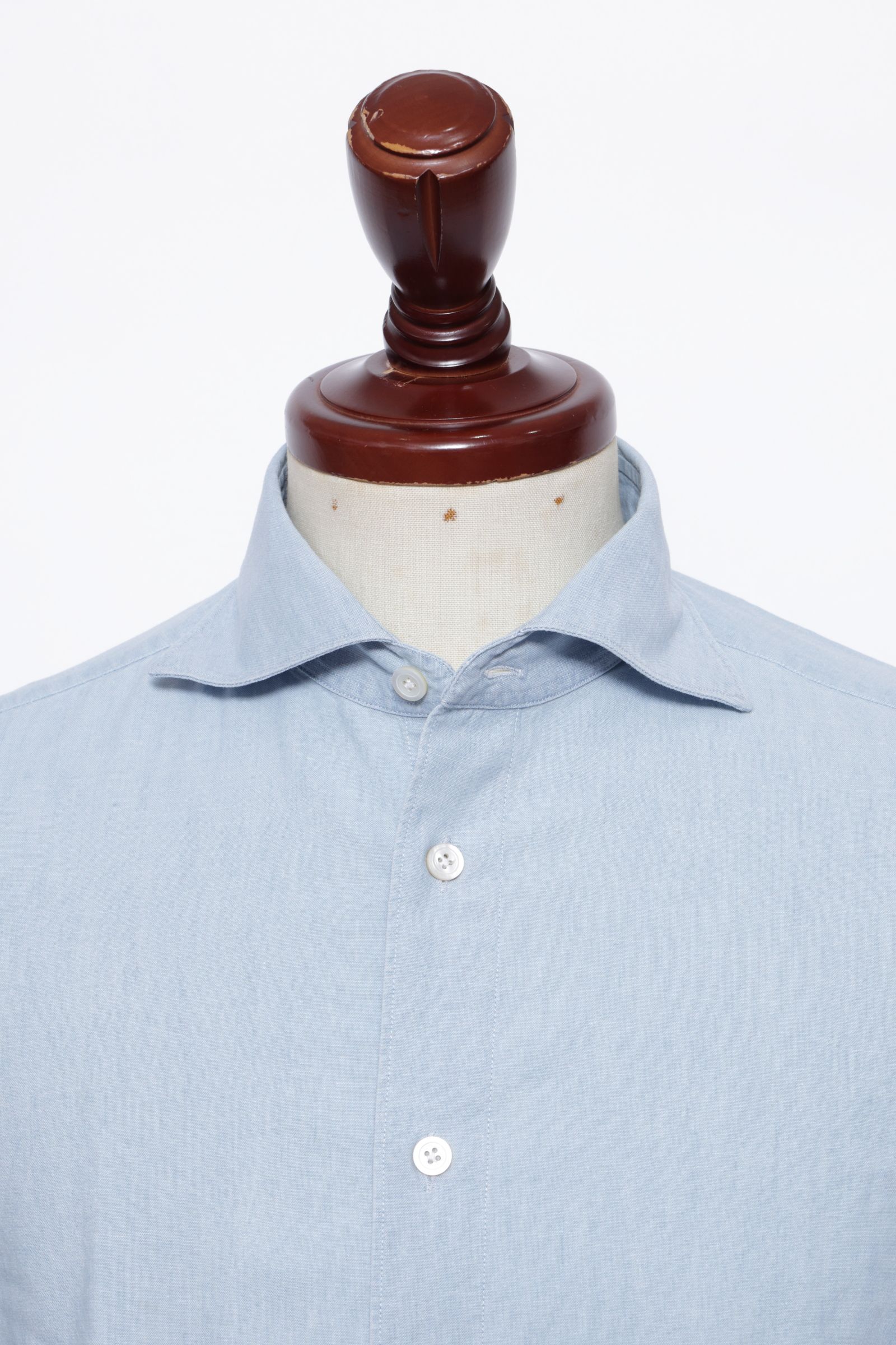 SIMONE シモーネ / BALI バーリ コットン シャンブレー カッタウェイ シャツ / ライトインディゴ