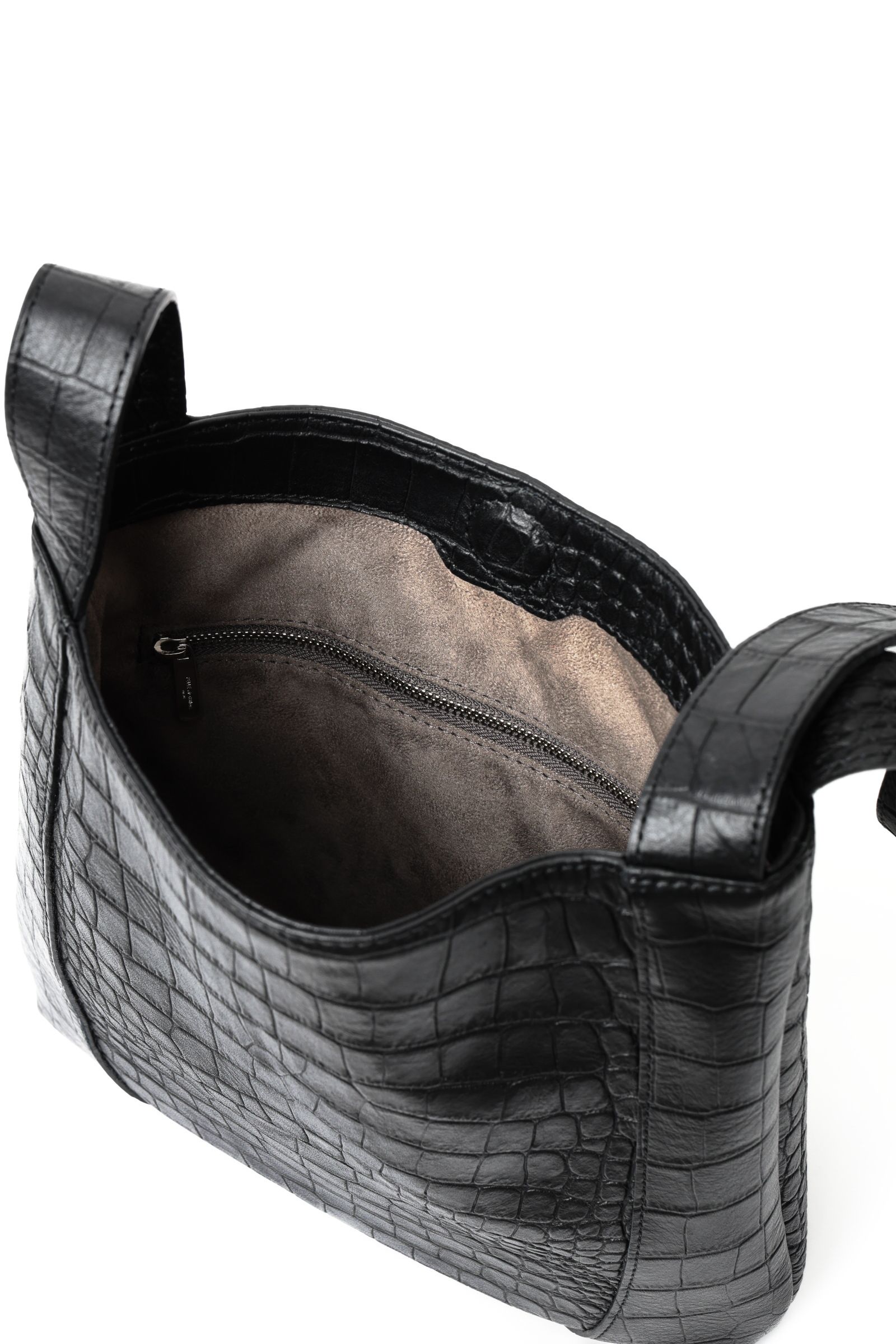 【BEKKU HOMME 別注】クロコダイル型押し ワンハンドルバッグ / ブラック