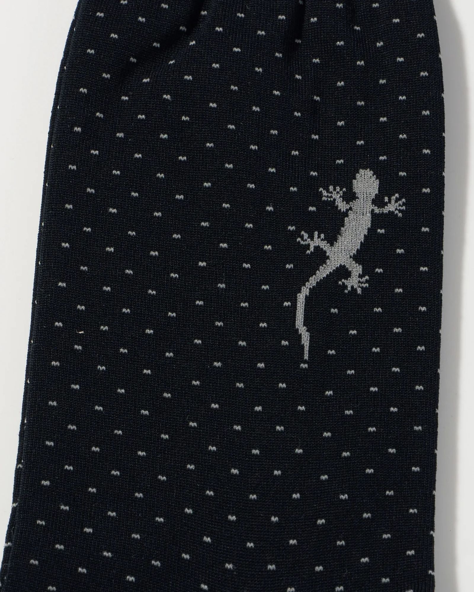 ネコポス対応(385円で発送)/ LIZARD  リザード入り ピンドット コットン ソックス / ブラック