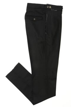 BUSSINESS ストレッチ フランネル ウール サイドアジャスター スラックス gentleman fit / ブラック