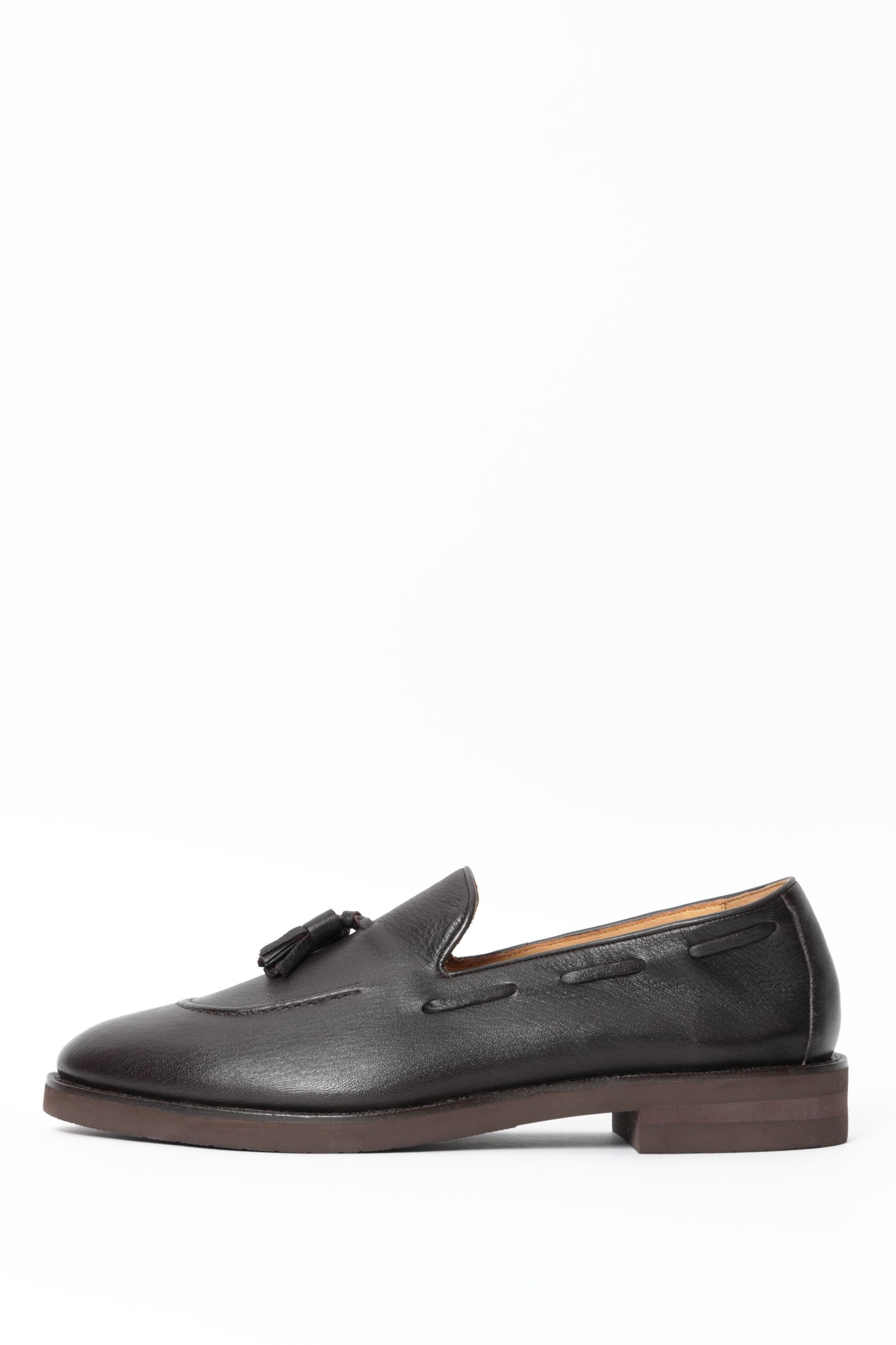 【スーパーふにゃ男】ディアスキン 鹿革 タッセルローファー シューズ 革靴 / ダークブラウン