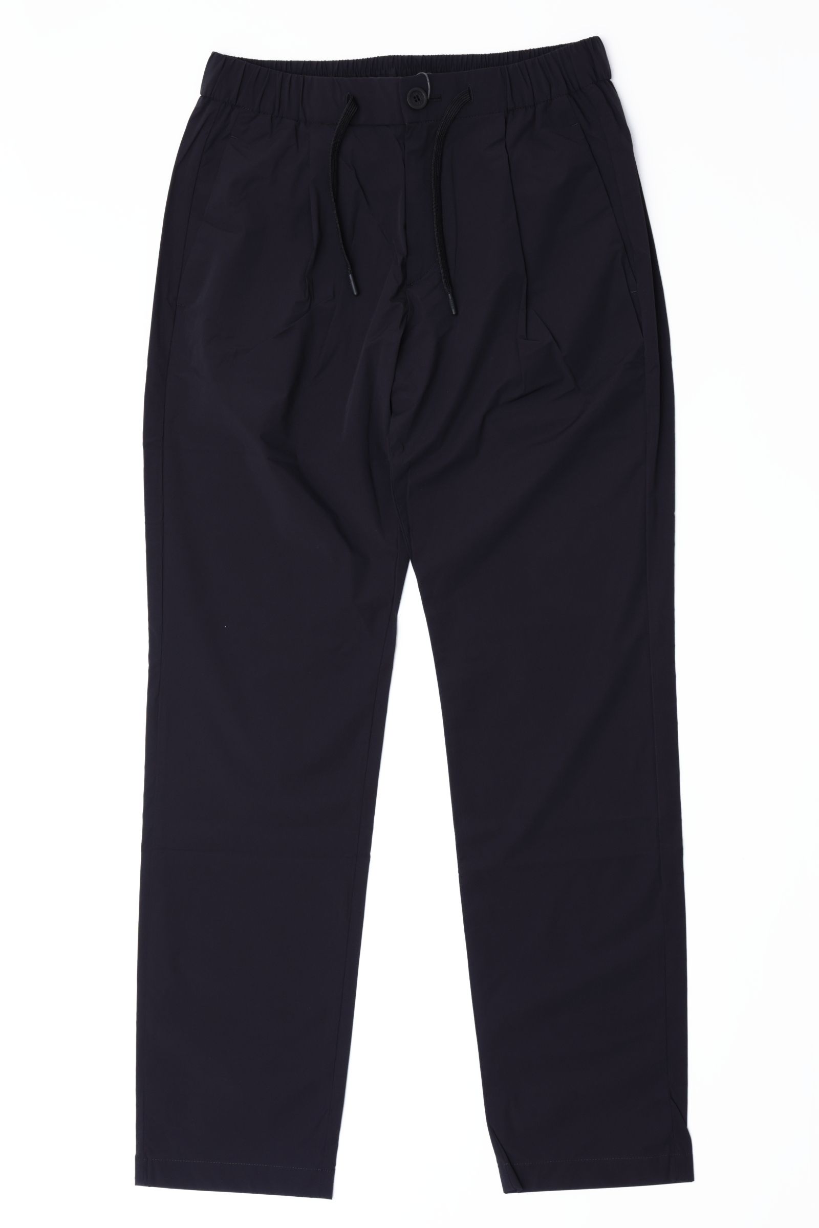 FUNCTIONAL WARDROBE ウォーターレペレント ストレッチナイロン 1プリーツ テーパード シャーリングパンツ / ブラック 9300