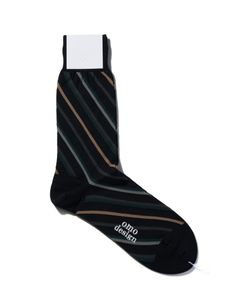 ネコポス対応(385円で発送)/ REGIMENTAL  レジメンタルストライプ コットン ソックス / ブラック