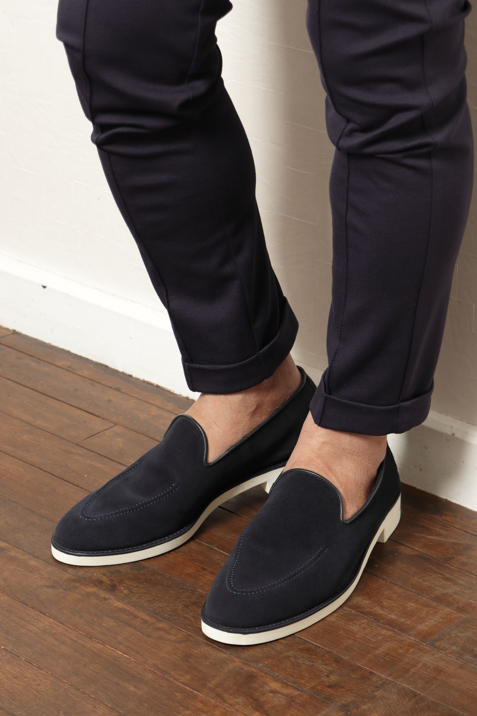 【先行予約】チャールズFステッド スーパースエード スリッポン シューズ 革靴 / ネイビー