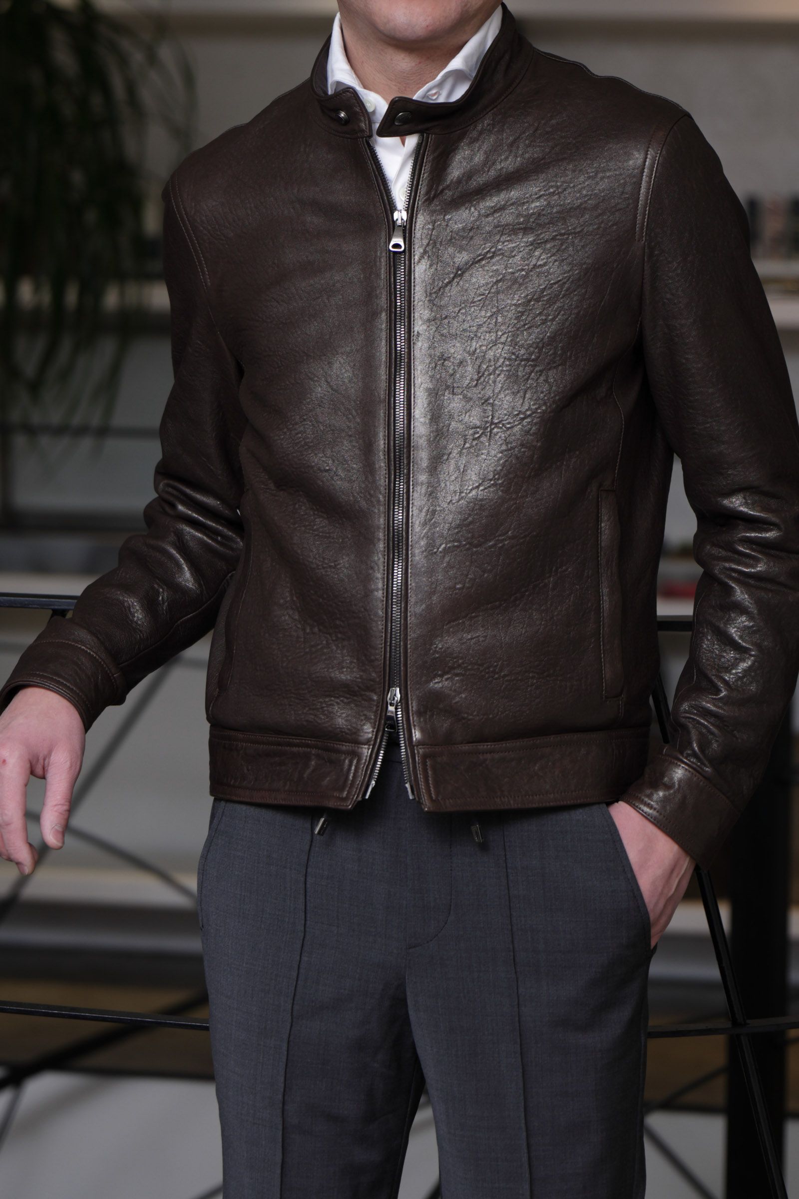 【数量限定】JURI SP NUOVA ZELANDA ニュージーランド産 ラムレザー シングル ライダース レザージャケット  / MARRON ダークブラウン