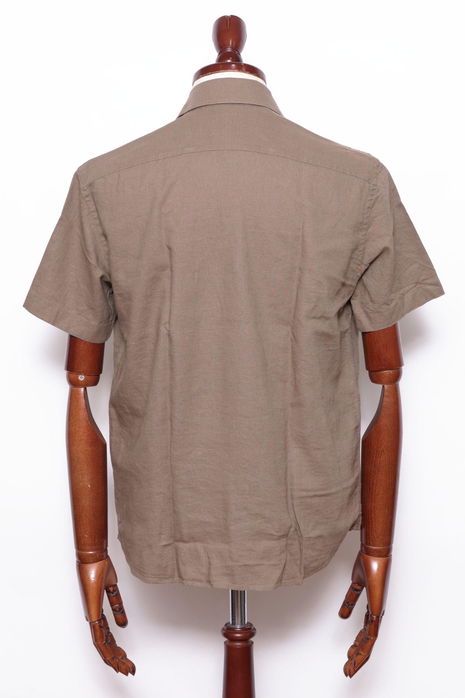 GR148LJ ヴィスコースリネン オープンカラー 半袖シャツ / ブラウン