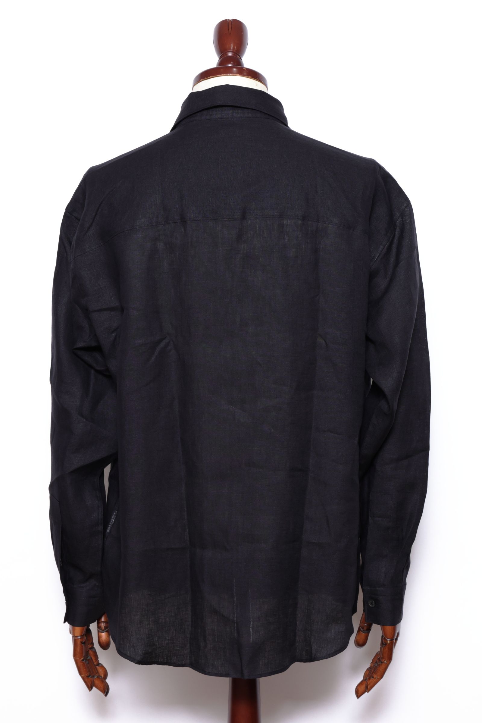 ALBINI LINEN POOL SIDE SHIRT アルビニ社 リネン カプリシャツ / ブラック