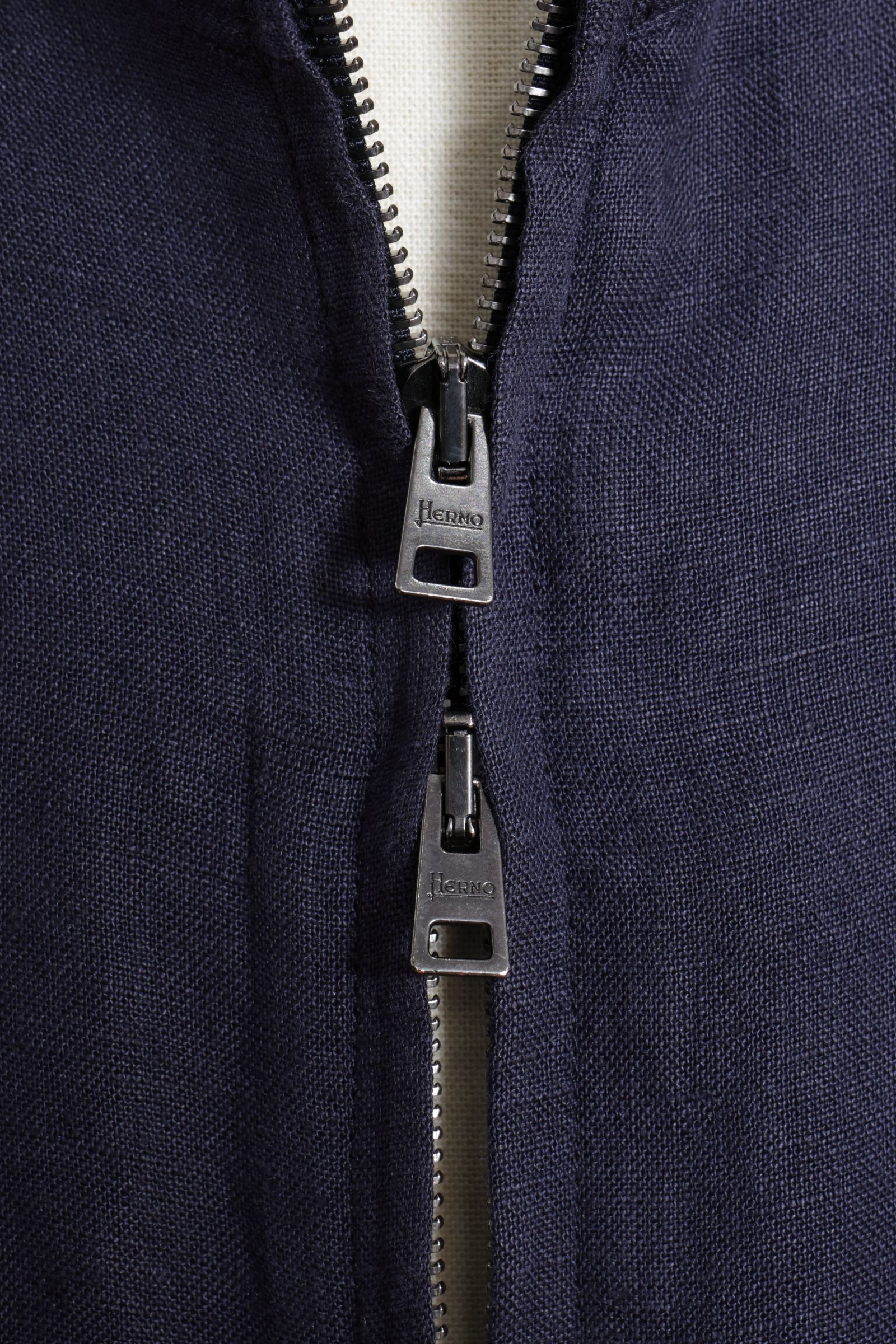 GI000647U ウォッシュドリネン ジップアップ ブルゾン / ネイビー 9200