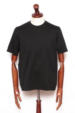 JG000206U ジャージニットエフェクト コットン クルーネック Tシャツ / ブラック