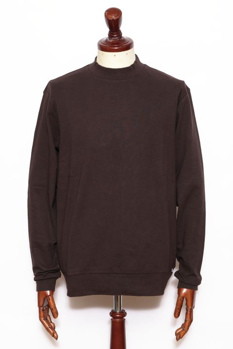 【サイズ50まで】FIANO LUNGO rib jersey コットン リブジャージ モックネック 長袖 カットソー / ダークブロンズ 180