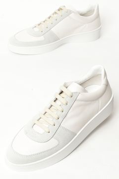 M009 ゴートスムースレザー アンライニング レースアップ スニーカー / ホワイト