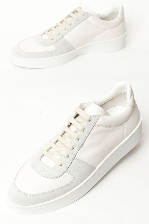 M009 ゴートスムースレザー アンライニング レースアップ スニーカー / ホワイト