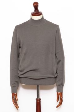 lussoシリーズ #0721 18G カシミヤシルク モックネック ロングスリーブ ニット / KHAKI BROWN カーキブラウン