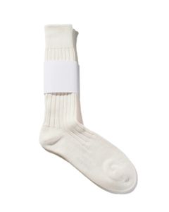 ネコポス対応(385円で発送)/ COTTON SILK  コットンシルク リブ ソックス / ホワイト