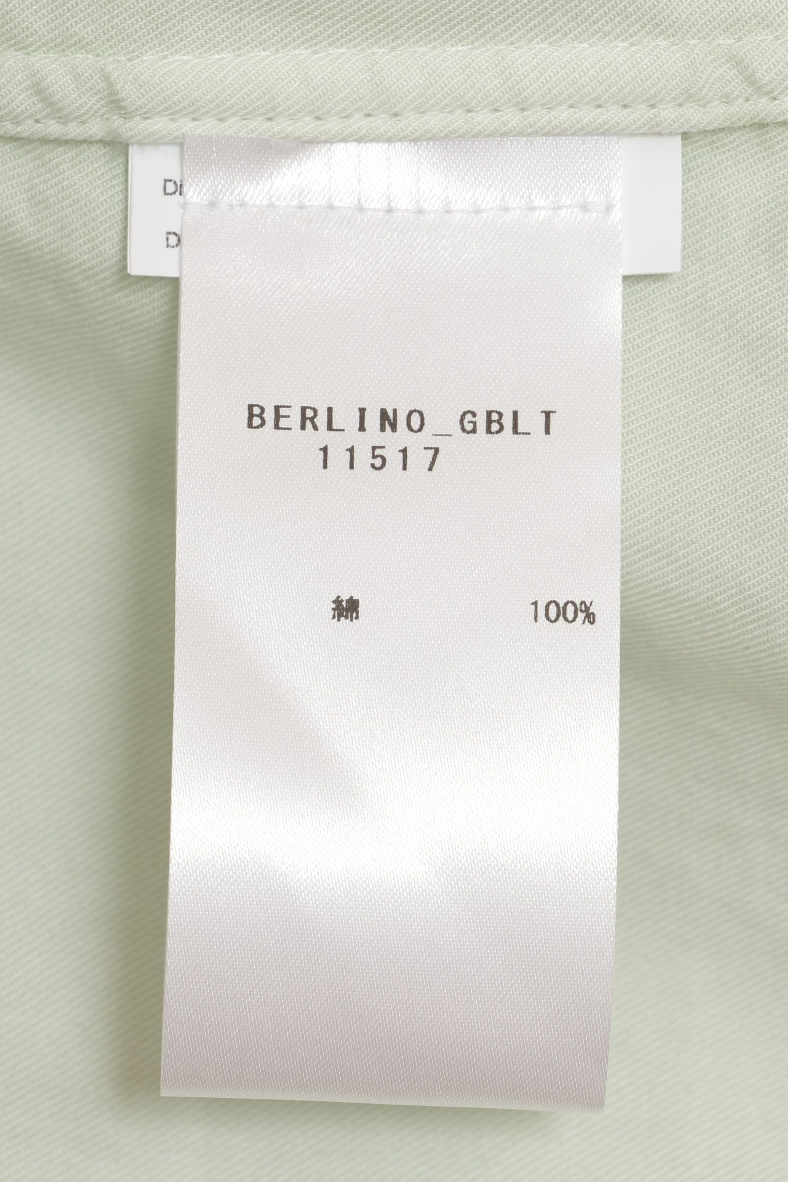 コットンフランネル ワイドカラー シャツ  BERLINO / ライトグリーン