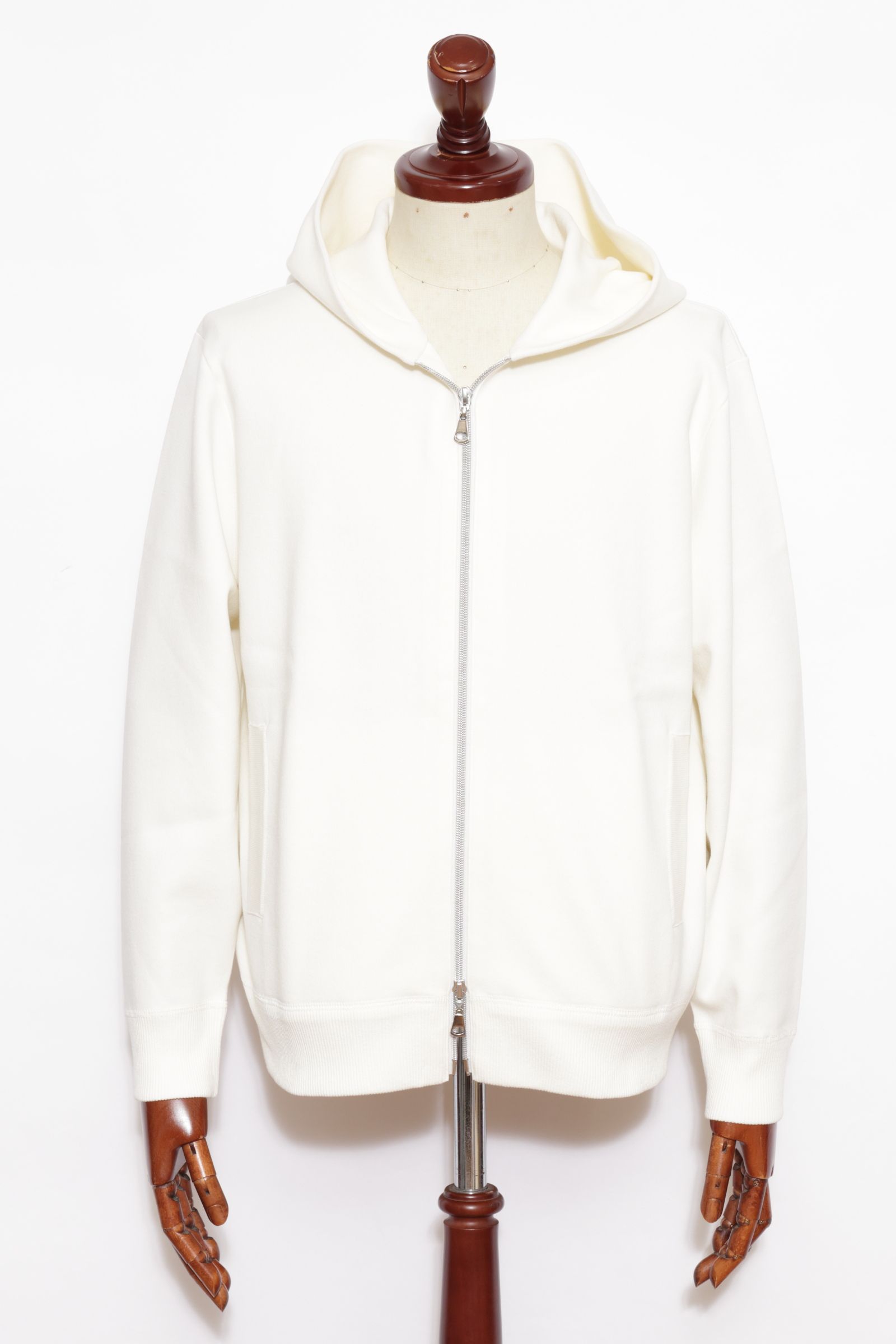 【セットアップあり】arteccoシリーズ #0418 コットン ニット ジップアップパーカー / White ホワイト