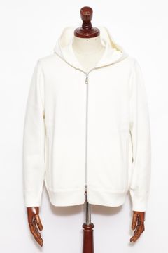 【セットアップあり】arteccoシリーズ #0418 コットン ニット ジップアップパーカー / White ホワイト