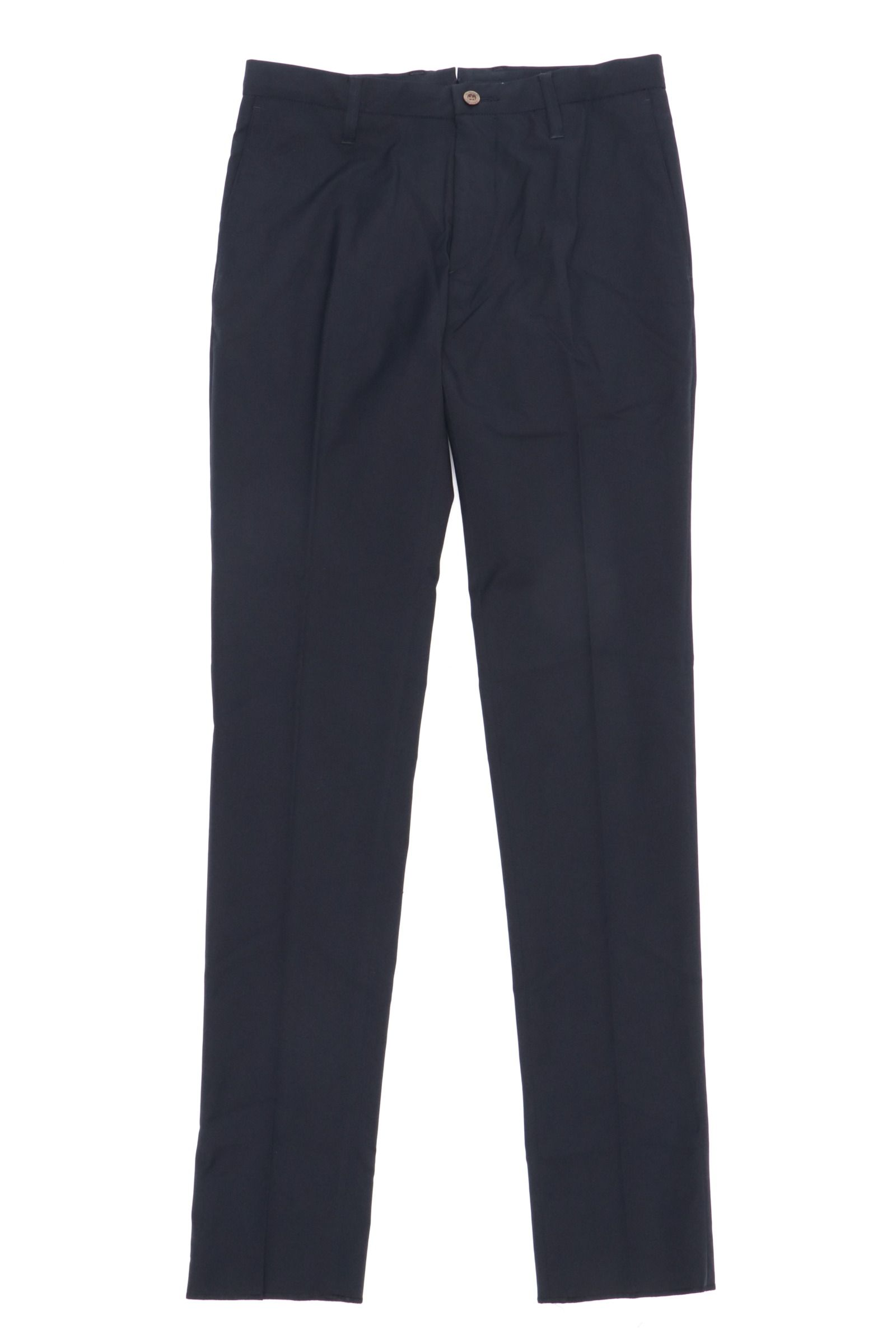 BASIC PANTS コットンライク ストレッチ ポリエステル  スリムフィット パンツ / ネイビー
