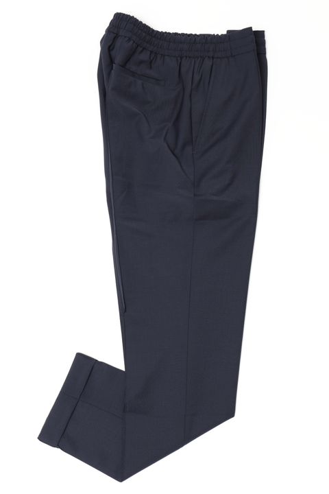 サイズ52まで【干場義雅氏 別注モデル】H DUE 永久クリース ストレッチウール パンツ / ネイビー