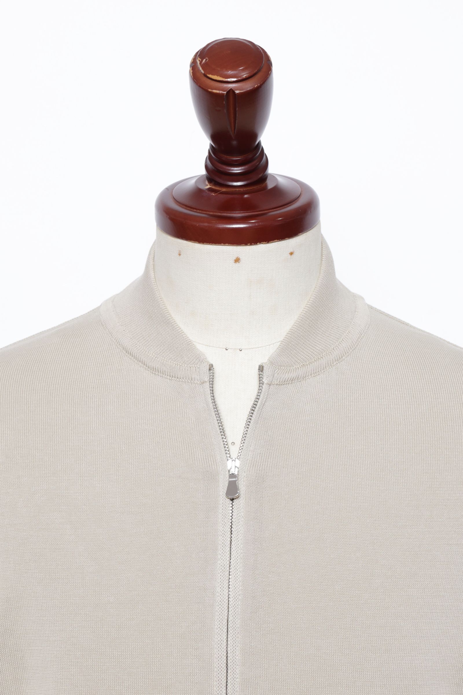 BZ1ML クレープコットン MA-1型 ジップアップニット / ベージュ 0040