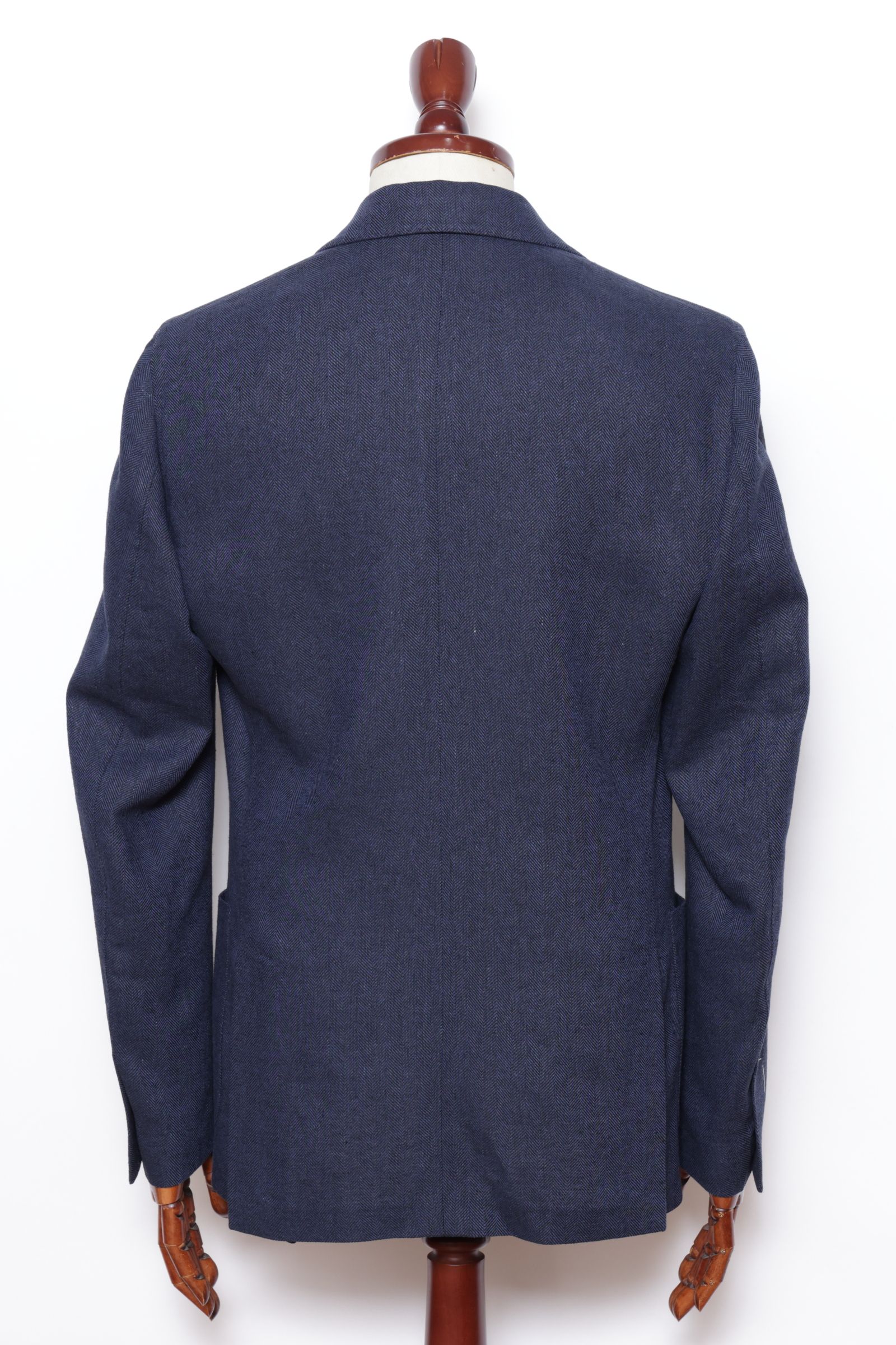 ROMA コットンリネン ヘリンボーン 2B シングル ジャケット / ネイビー