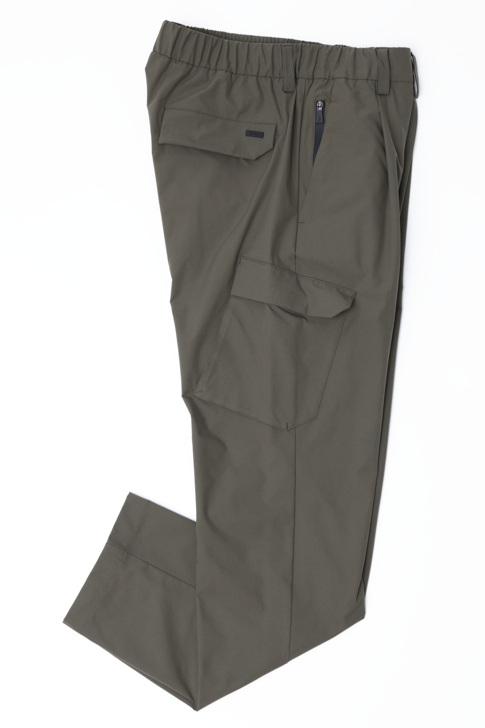 FUNCTIONAL WARDROBE ウォーターレペレント ストレッチナイロン 1プリーツ テーパード シャーリング カーゴパンツ / カーキ 7400