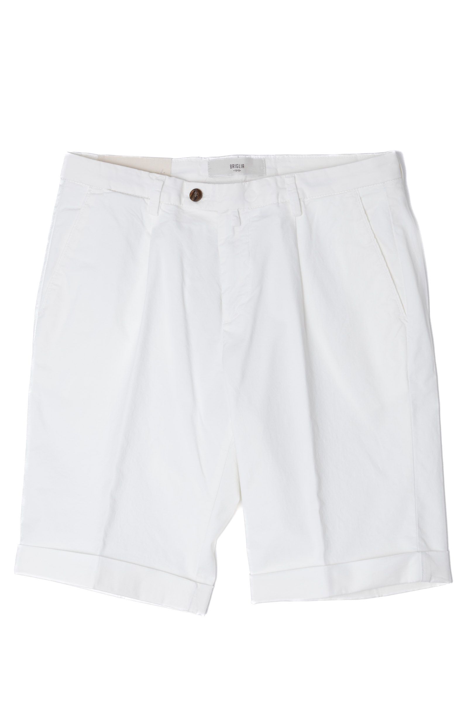 【干場さん別注】 BG101 コットンストレッチ ワンプリーツスリムショーツ  / ホワイト