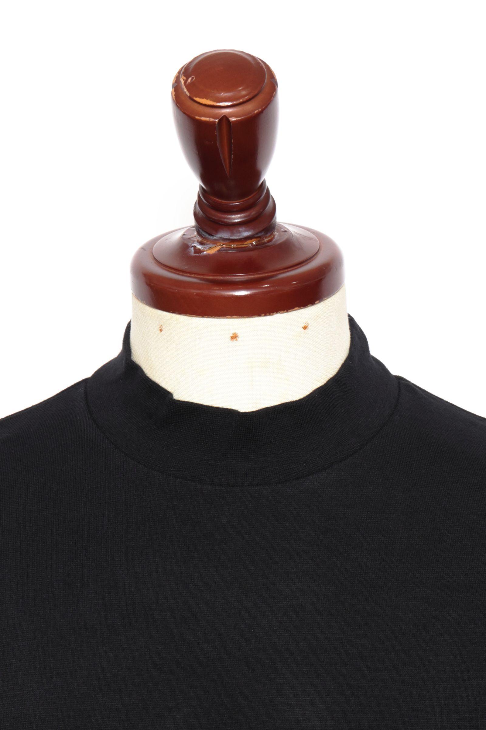 【サイズ50まで】FIANO LUNGO rib jersey コットン リブジャージ モックネック 長袖 カットソー / ブラック 099