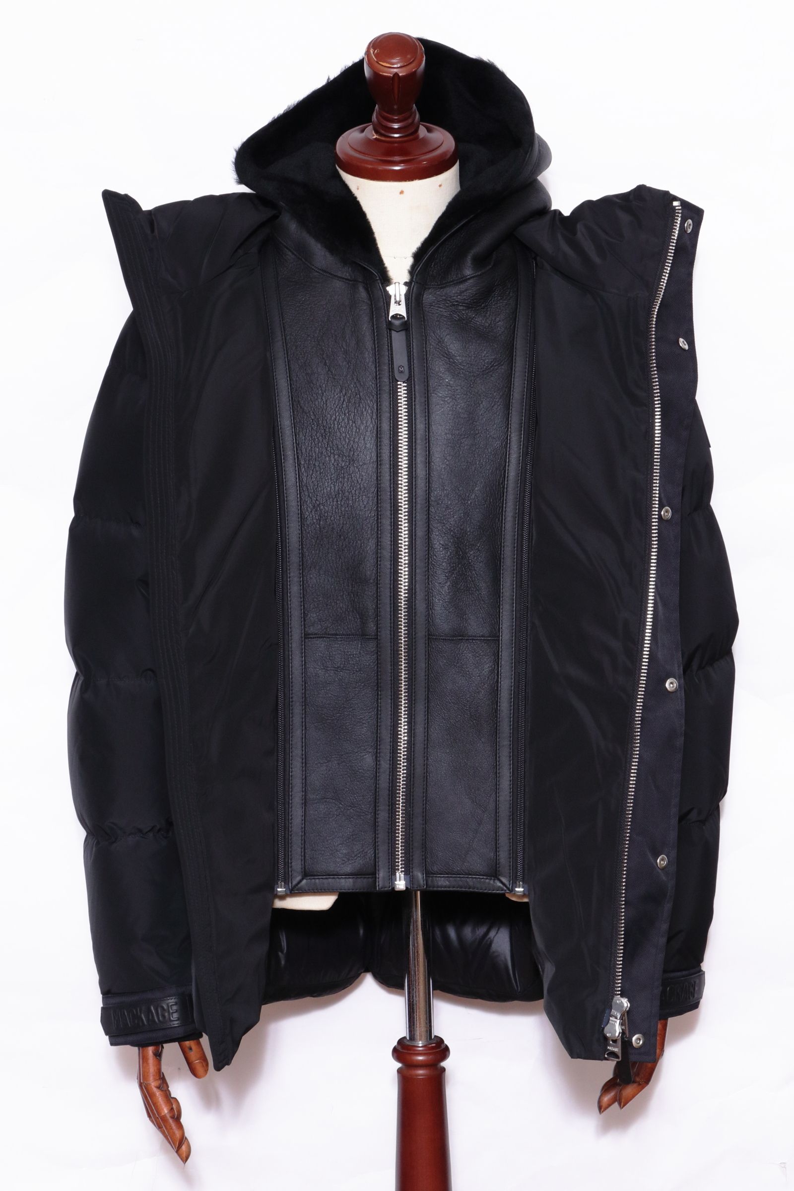 RILEY  ムートンコンビ ハイブリッド ダウンジャケット / ブラック