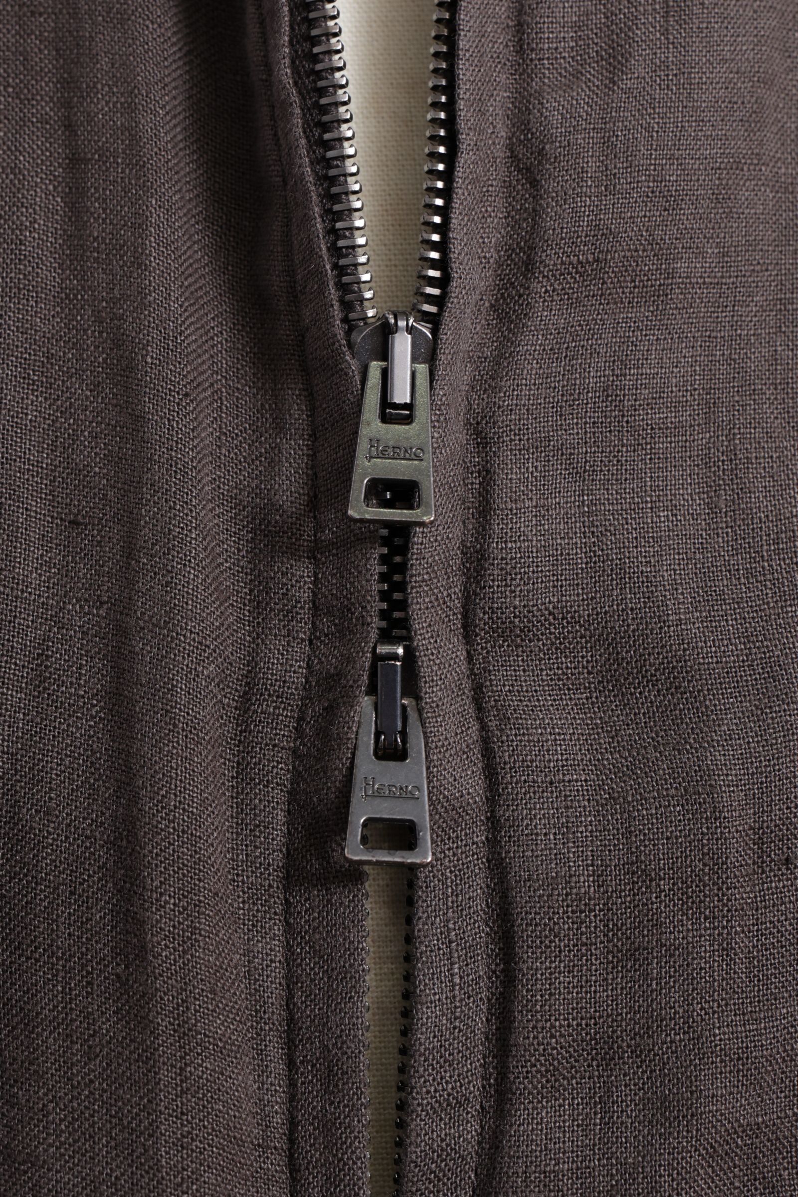 GI000647U ウォッシュドリネン ジップアップ ブルゾン / ブラウン 8800