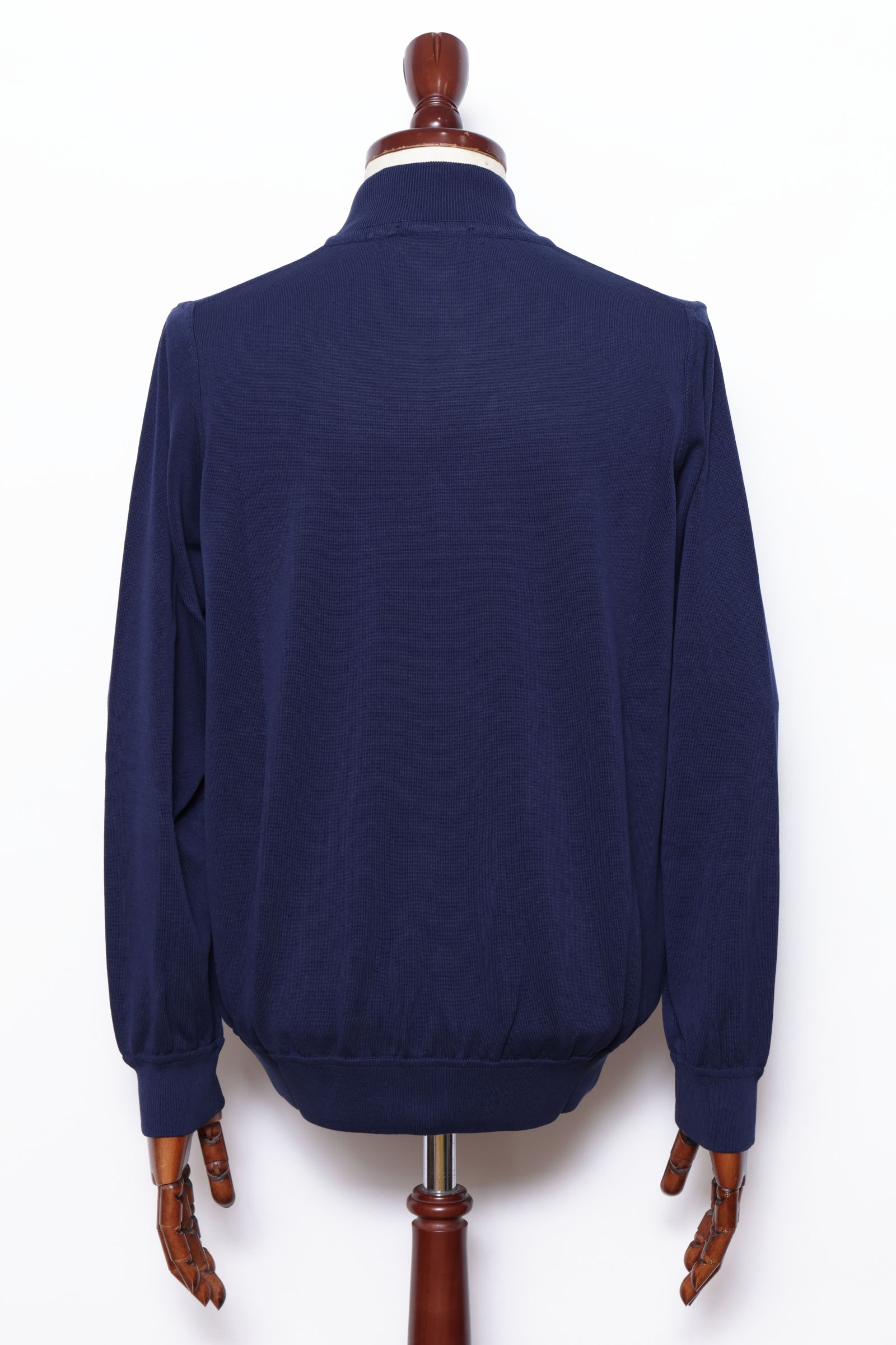 BZ1ML クレープコットン MA-1型 ジップアップニット / ネイビー 0880