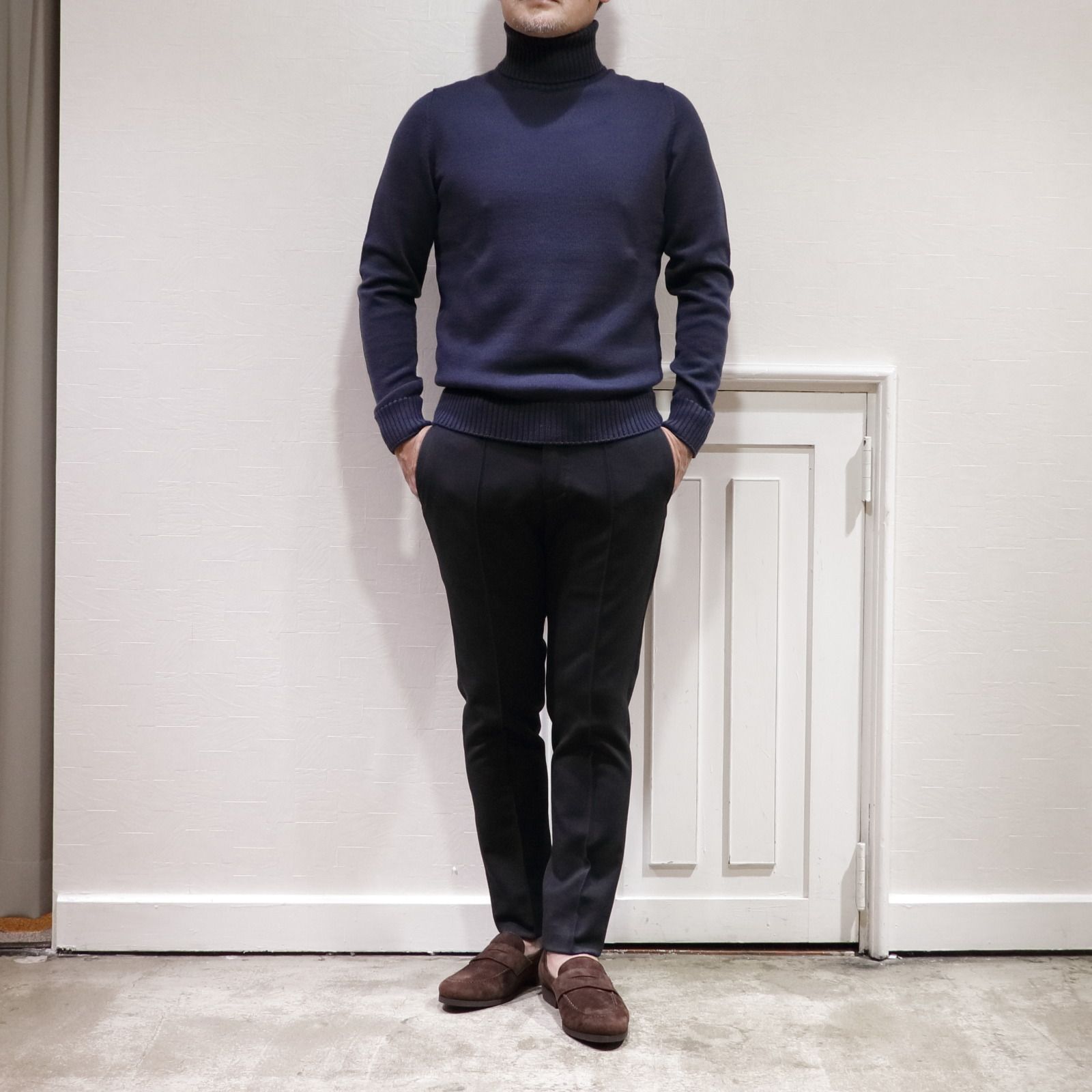 "LARDINI"ニットジャケットを使用したニットオンニットスタイル