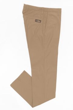 BASIC PANTS コットンライク ストレッチ ポリエステル  スリムフィット パンツ / ベージュ