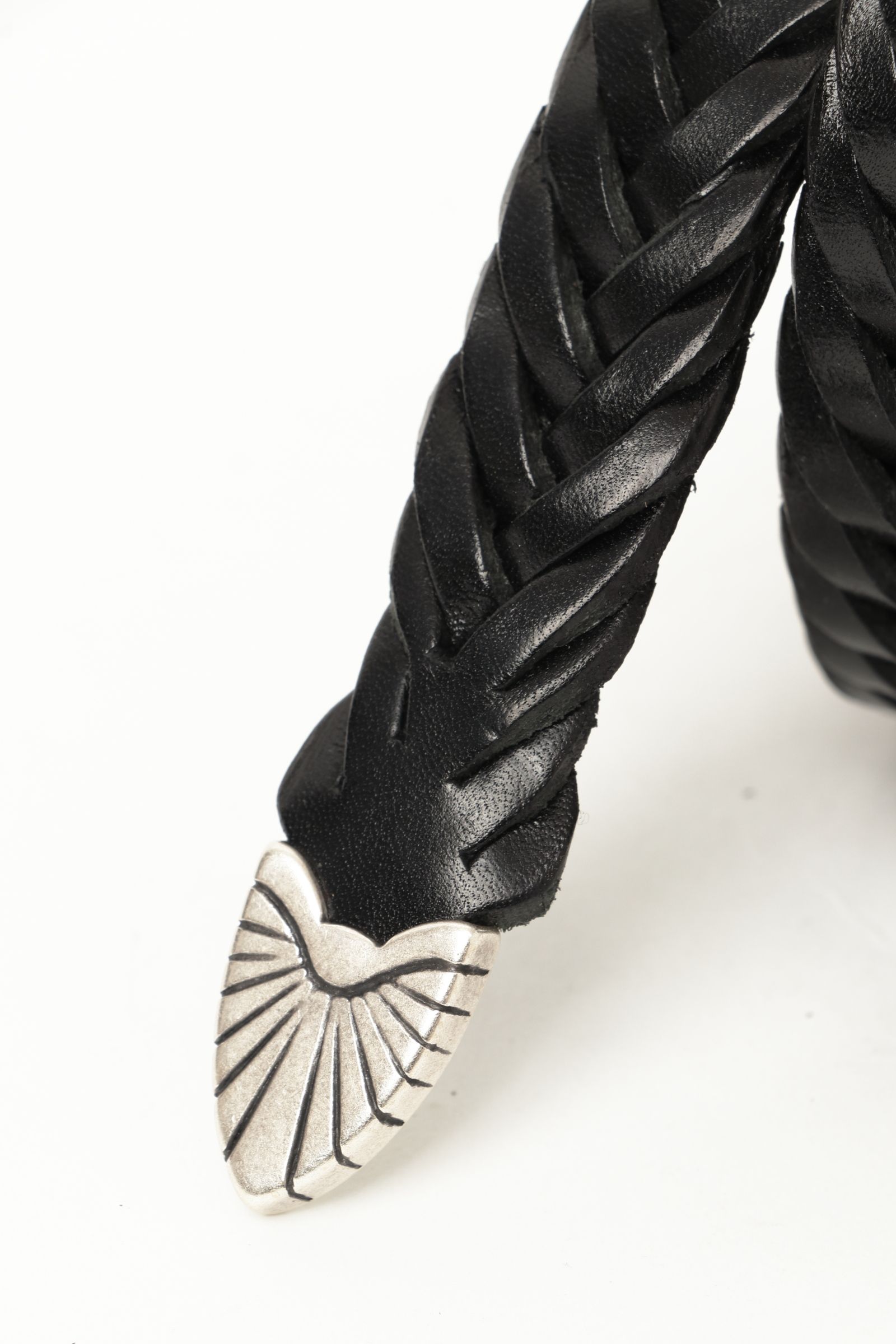 プンターレ カーフレザー メッシュ ウエスタン ベルト  2.5cm幅  / ブラック