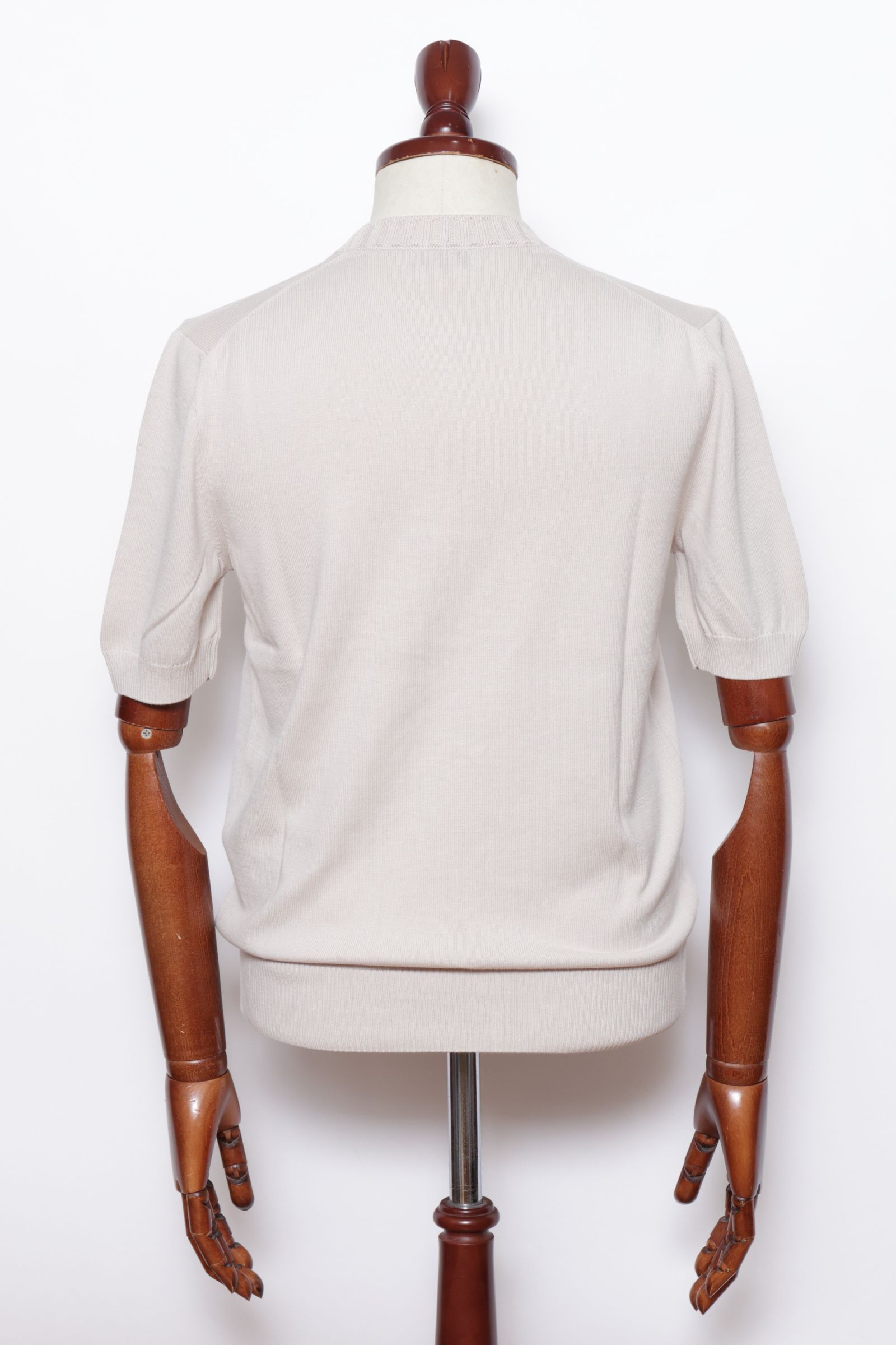 14ゲージ ソフトコットン クルーネック半袖ニット / ベージュ 12