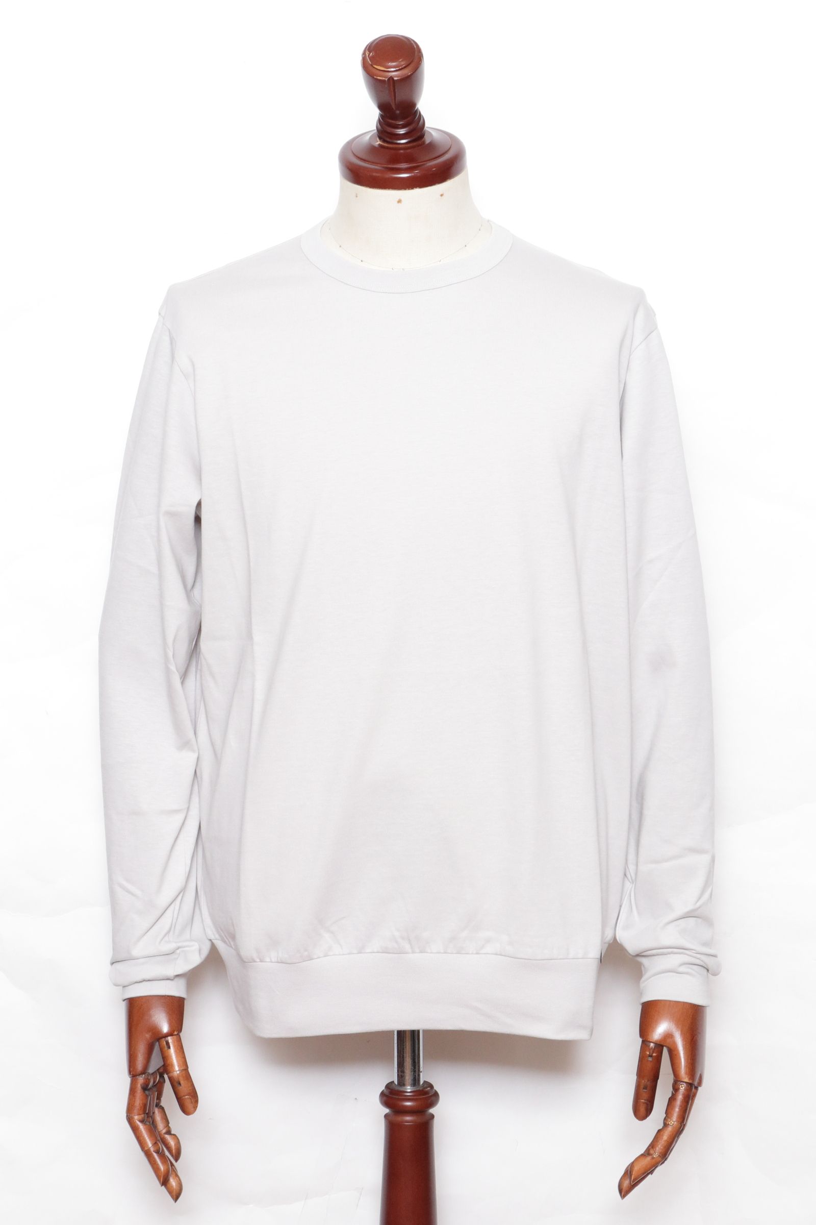 【サイズ50まで】NEBBIOLO LUNGO コットン クルーネック 長袖 カットソー / アイスグレー 020