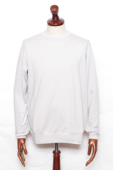 【サイズ50まで】NEBBIOLO LUNGO コットン クルーネック 長袖 カットソー / アイスグレー 020