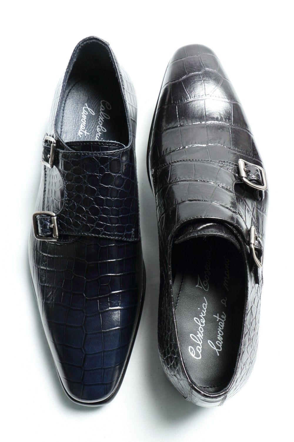 タヌキさんの革靴一覧はこちらCALZOLERIA TOSCANA ダブルモンク クロコ型押し 革靴 42