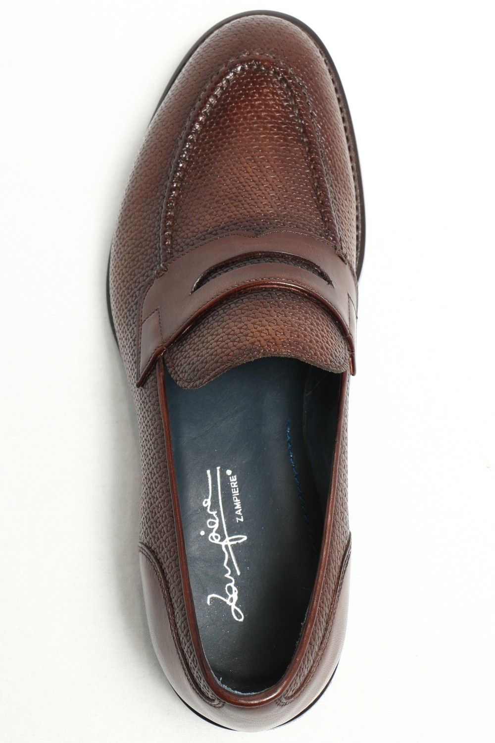 《ラスト1点》 エンボス カーフレザー コインローファー 革靴 / ブラウン - 6.5