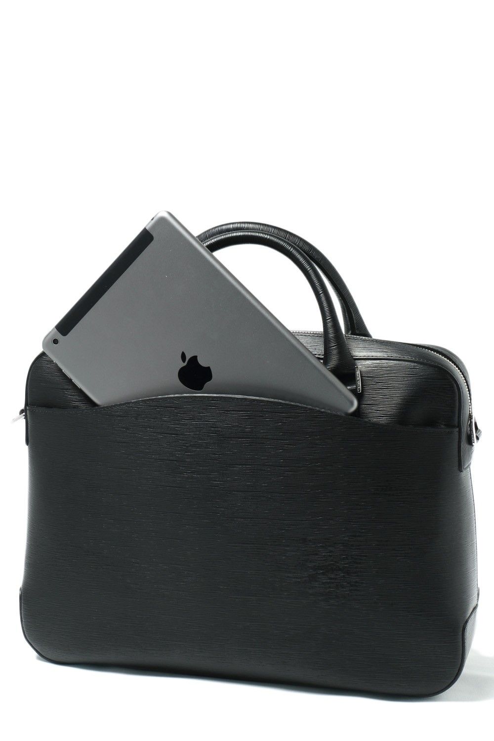 Capitano - キャピターノ 波形型押し レザー キャリースルー付き 3Way ブリーフバッグ (1ルーム) / ブラック